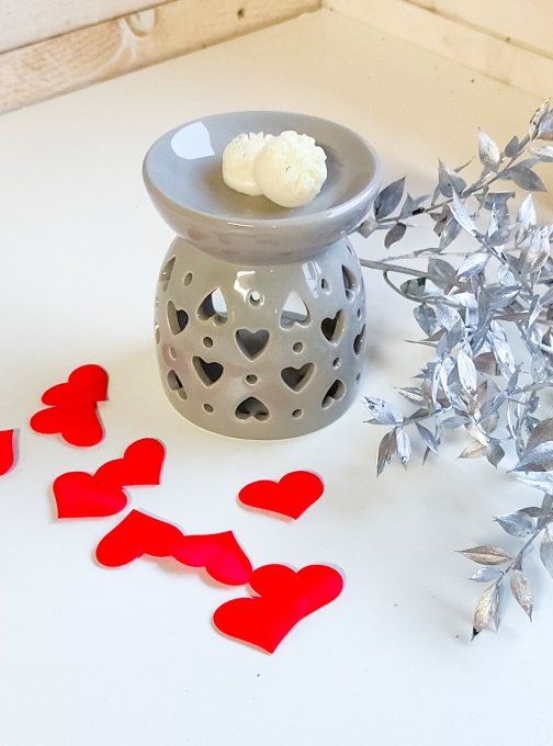 Coffret avec brûleur petit cœur gris 