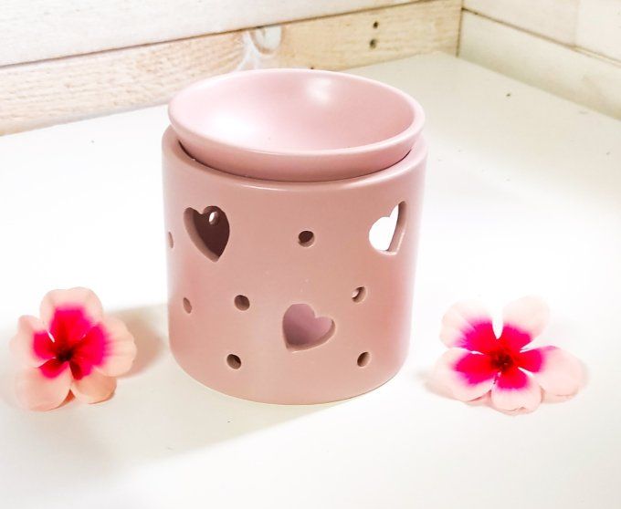 Coffret Brûleur coupelle cœur rose 